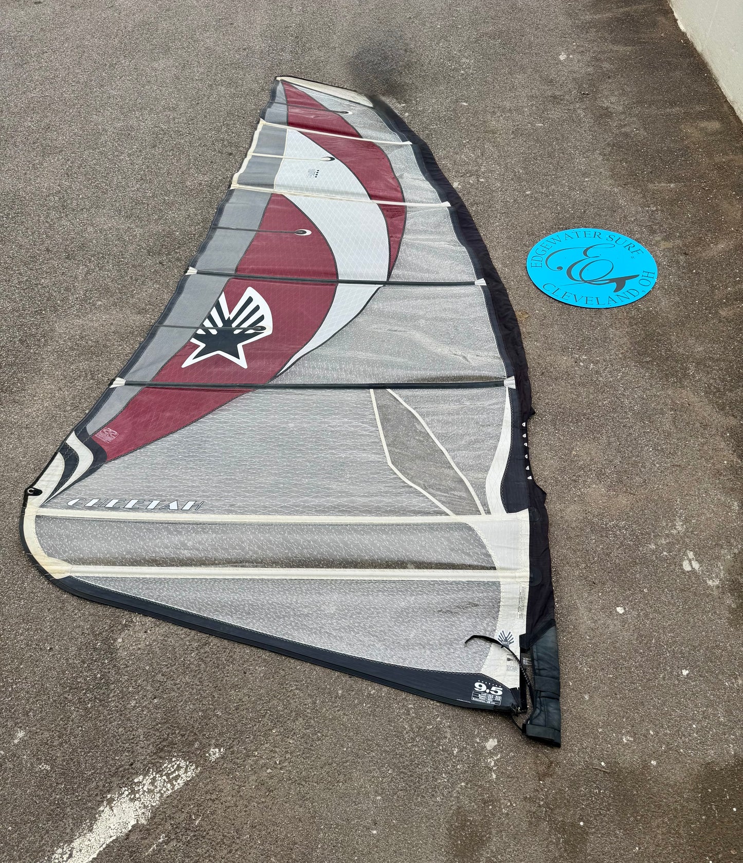 Ezzy Cheetah 9.5 used windsurf sail in B- condition at Edgewater Surf