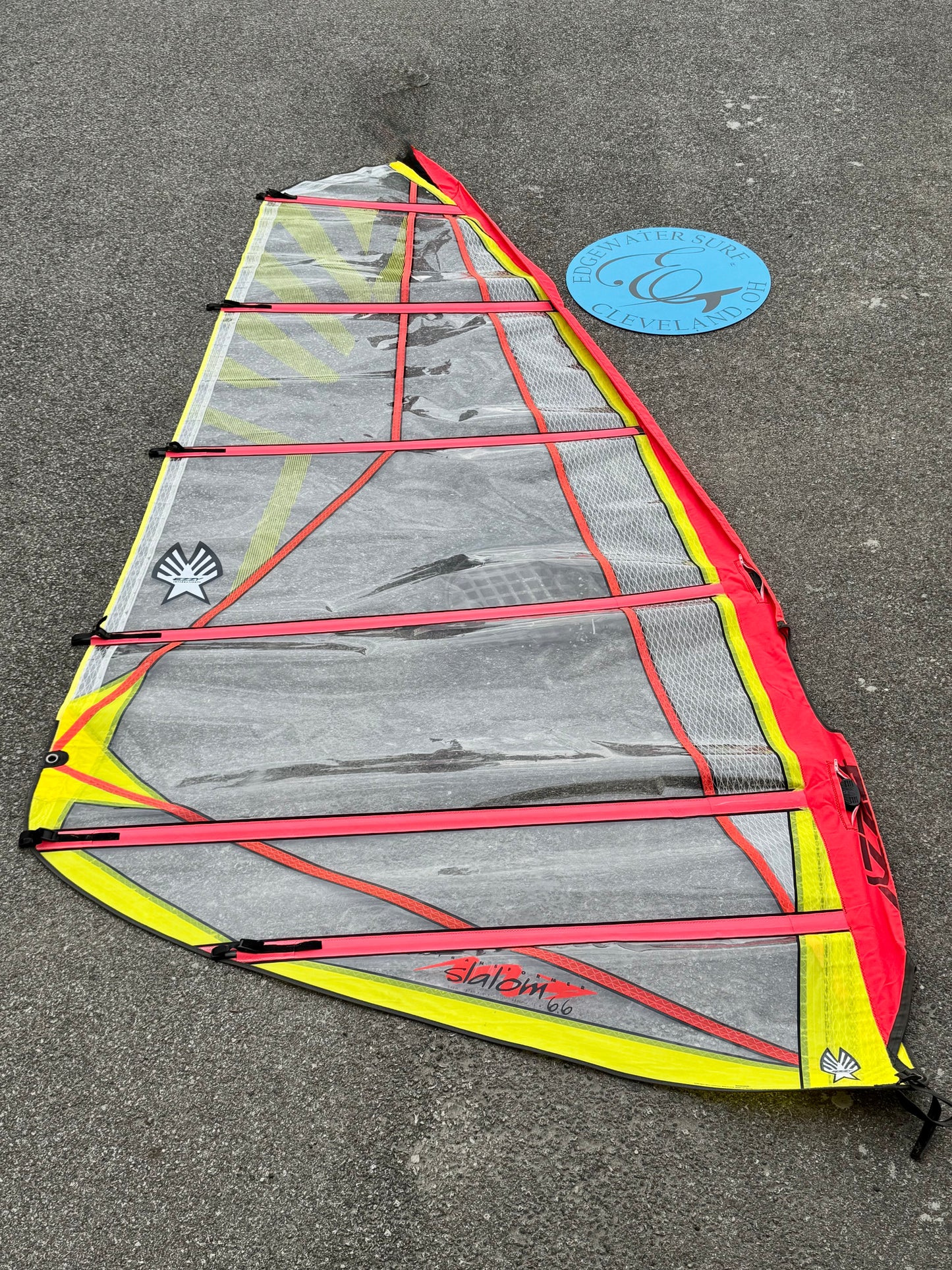 Ezzy Transformer Slalom 6.6 used windsurf sail in A+ condition at Edgewater Surf