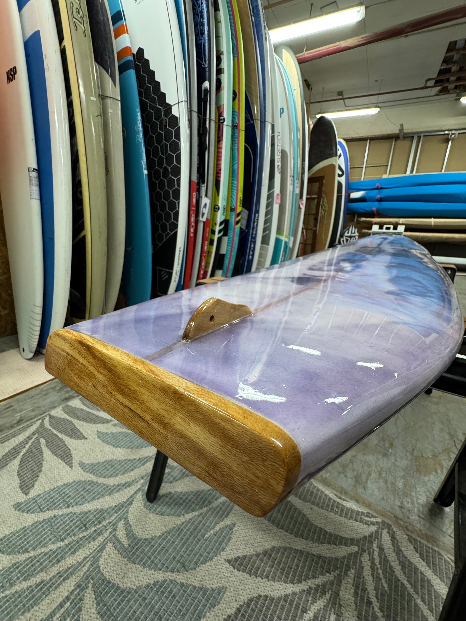 Close-up of Edgewater surfboard Classic