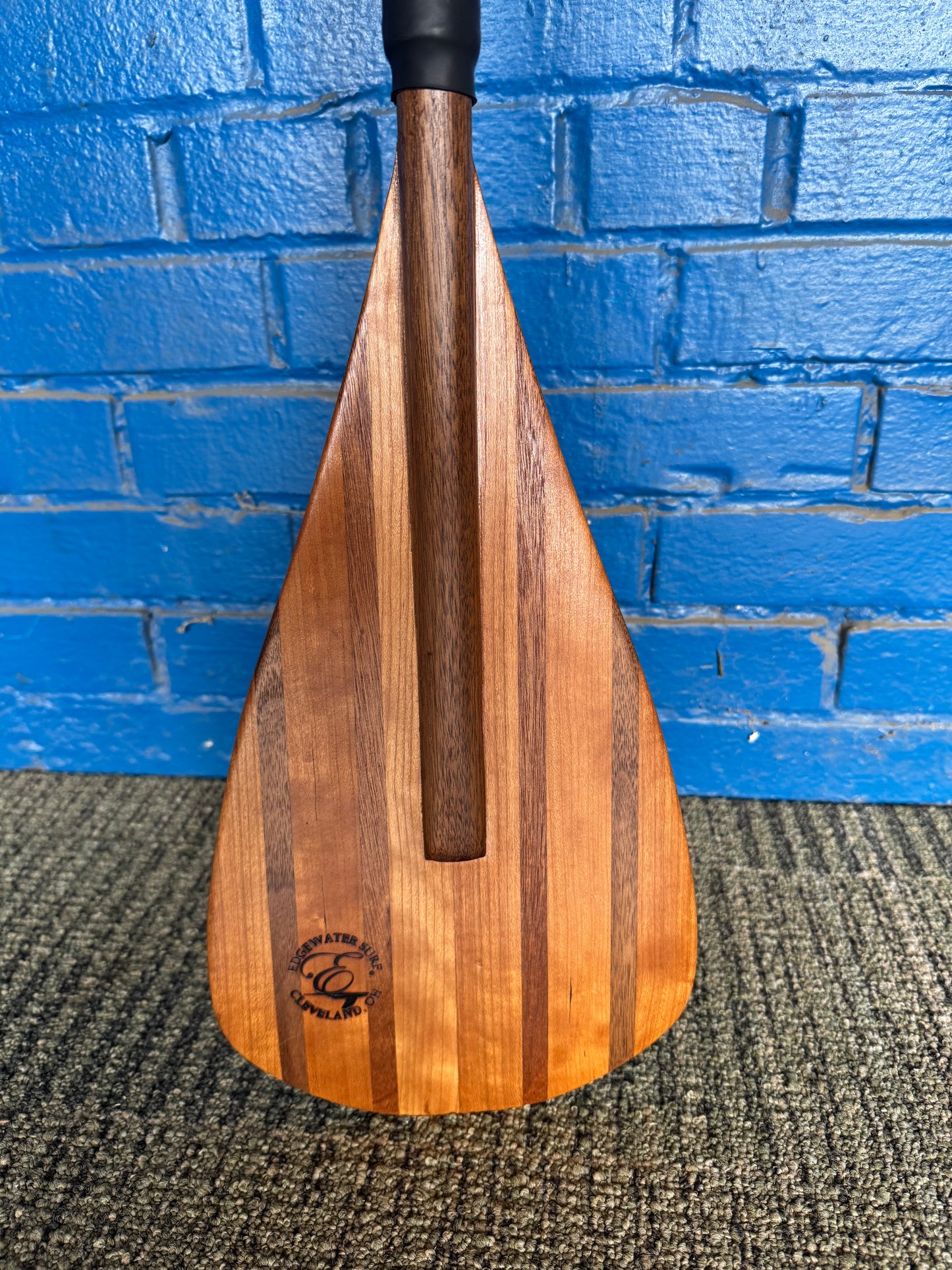Edgewater Surf Custom Carbon Fiber Wooden Paddle- Round Blade Flat #3