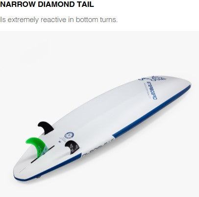 Starboard Longboard surfing SUP paddleboard in Starlight.  Bottom view with fins in 2 plus 1 setup.