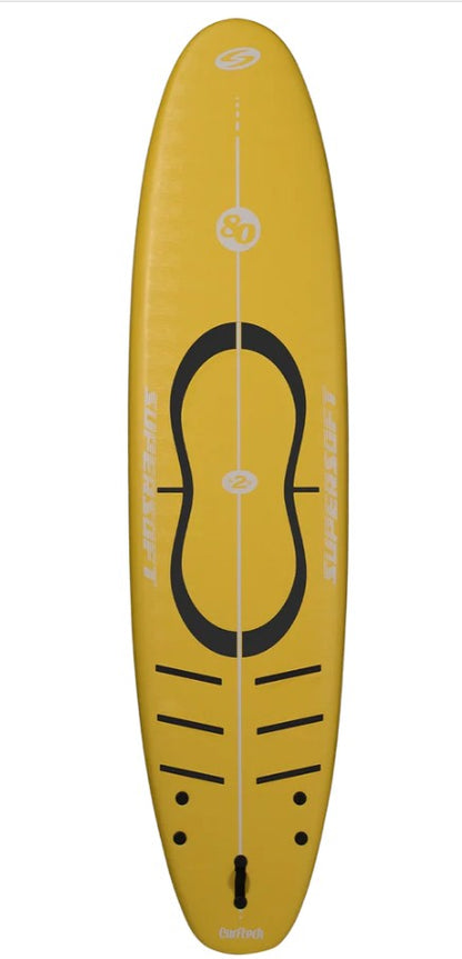 Yellow soft top surfboard perfect for Lake Erie.