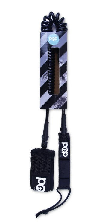 Pop 10 foot coil leash Black