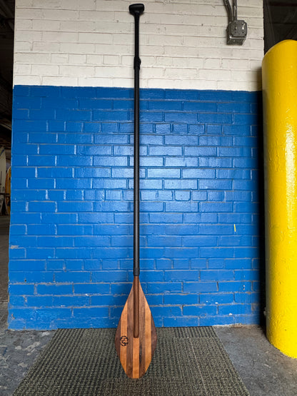 Custom wooden carbon fiber paddle for Lake Erie paddleboarding