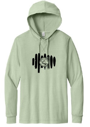 Sun Hoodie Surfboard Lineup Front Lychen Green