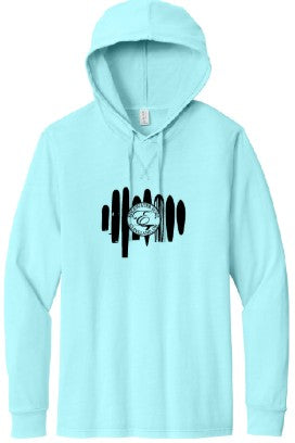 Sun Hoodie Surfboard Lineup Front Saltwater Blue