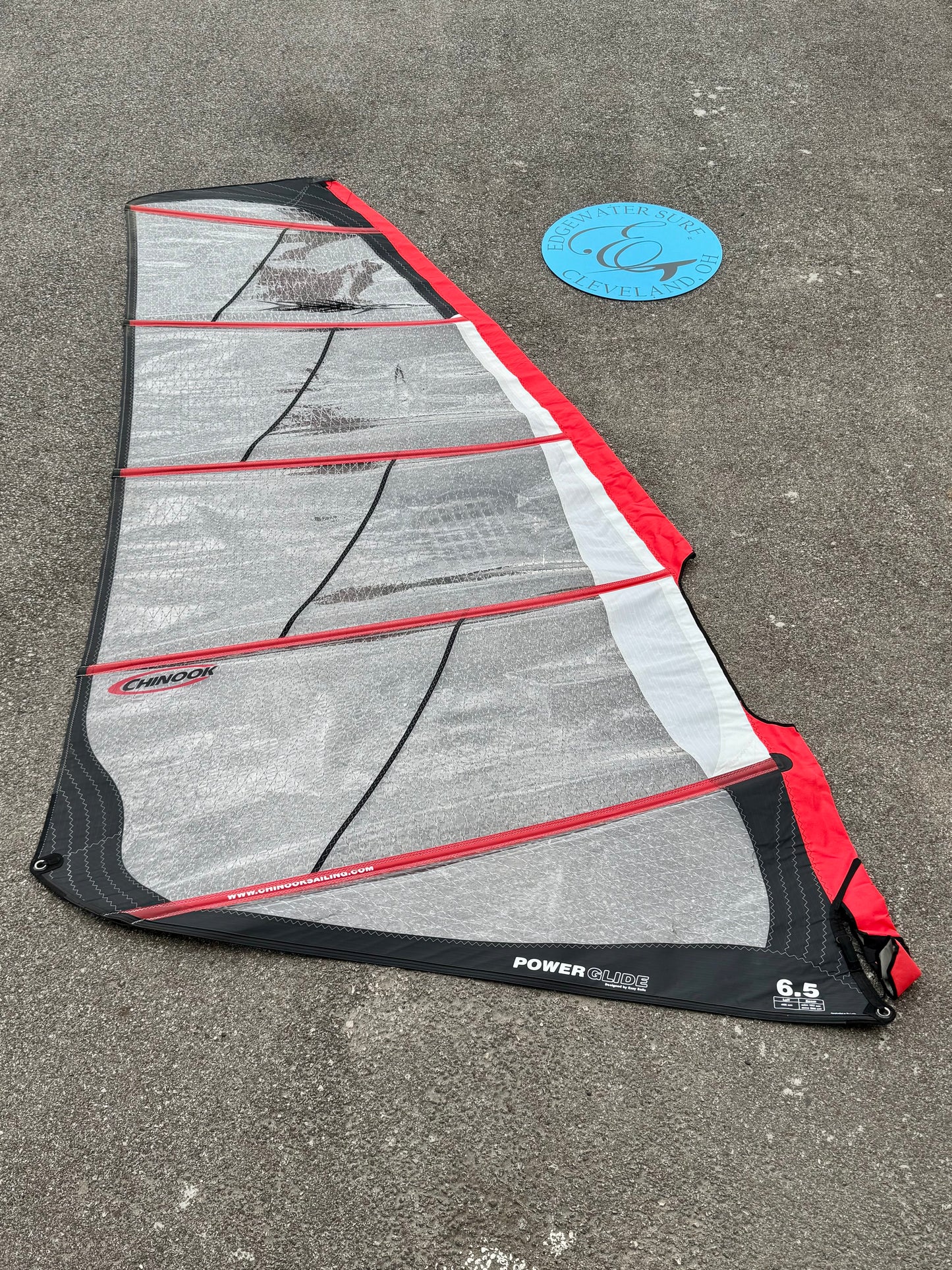 Chinook by Ezzy PowerGlide 6.5 used windsurf sail in A+ condition at Edgewater Surf