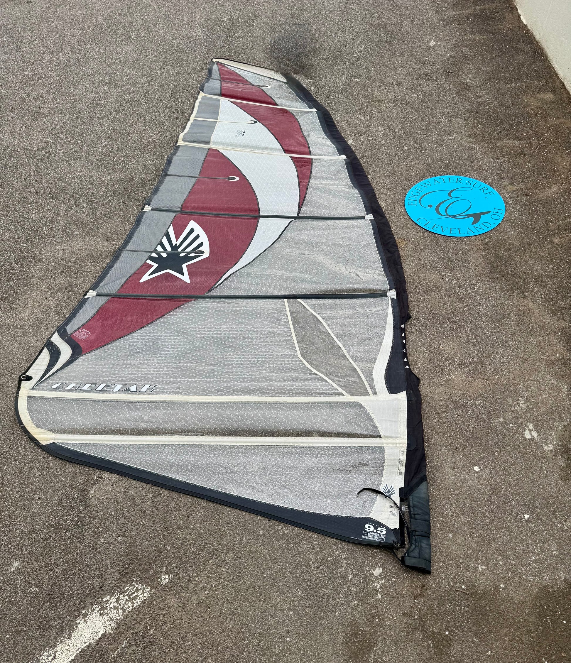 Ezzy Cheetah 9.5 used windsurf sail in B- condition at Edgewater Surf