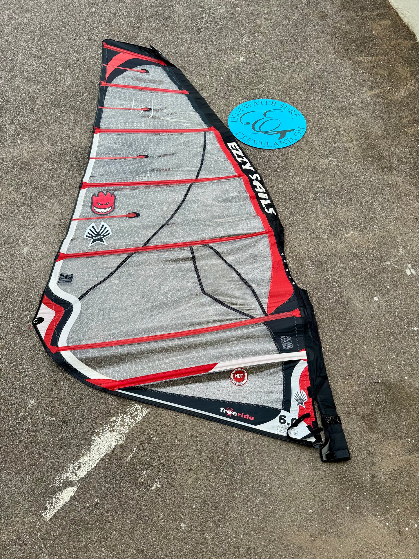Ezzy Freeride 6.0 used windsurf sail in C+ condition at Edgewater Surf